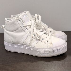 Adidas White Canvas High-Tops